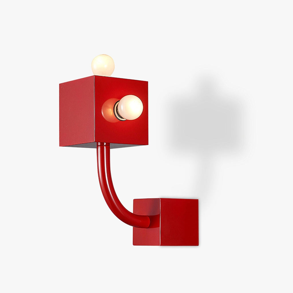 Red Cube Wall Lamp ? 9.6″ x H 12″ / Dia 24.5cm x H 30.5cm / Red Wall lamp