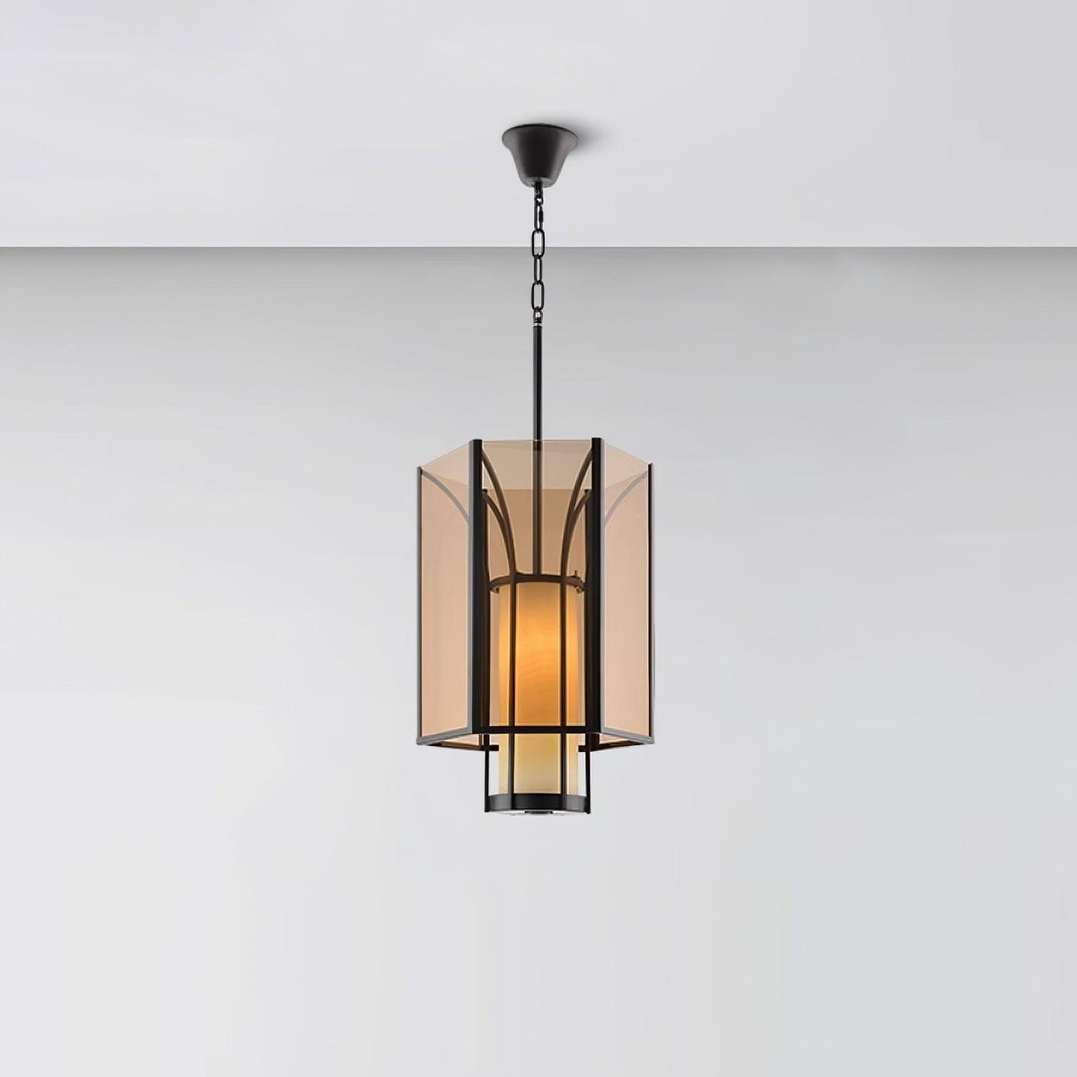 Remy Pendant Lamp ? 11.8″ x H 24″/ Dia 30cm x H 61cm / Black & Amber Pendant light
