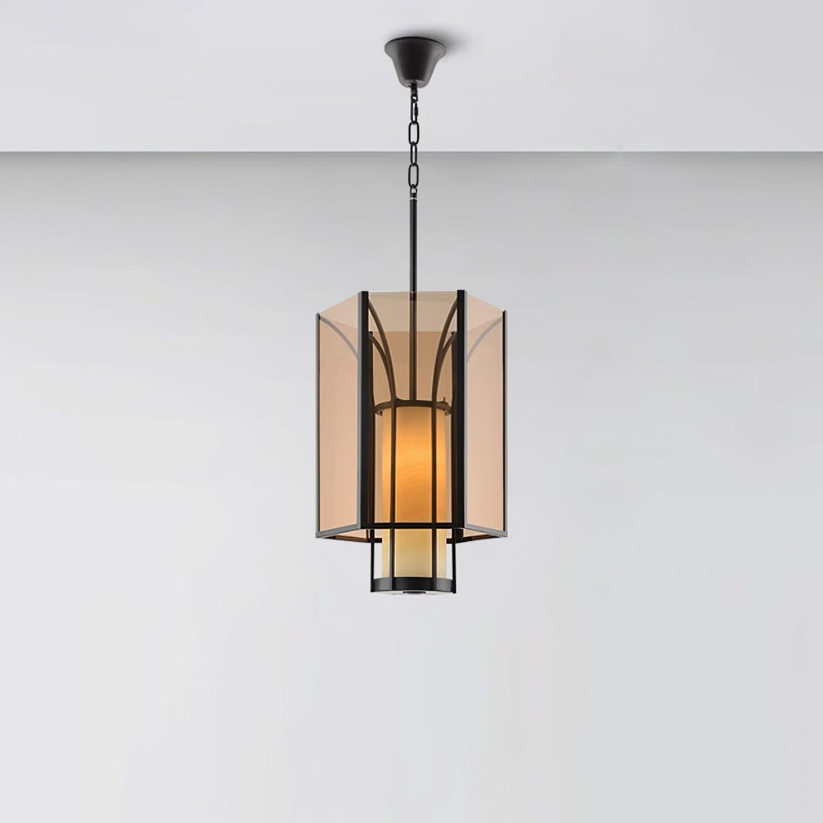 Remy Pendant Lamp ? 15.7″ x H 33.4″/ Dia 40cm x H 85cm / Black & Amber Pendant light