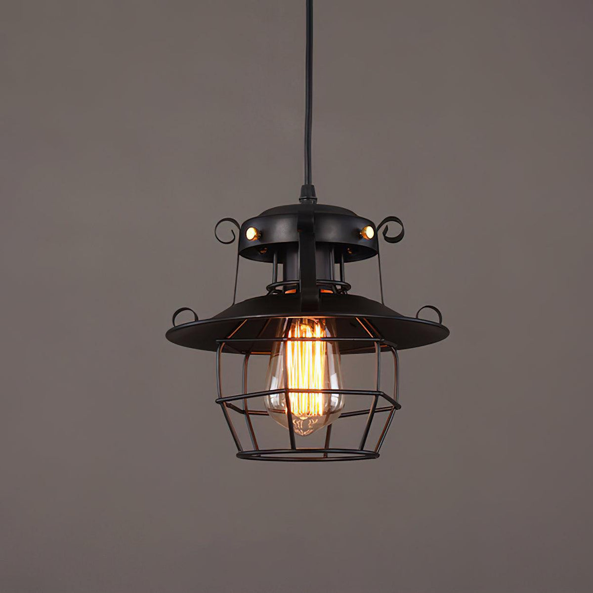 Retro Birdcage Pendant Light ? 8.7″ x H 8.7″ / Dia 22cm x H 22cm / Black Pendant light