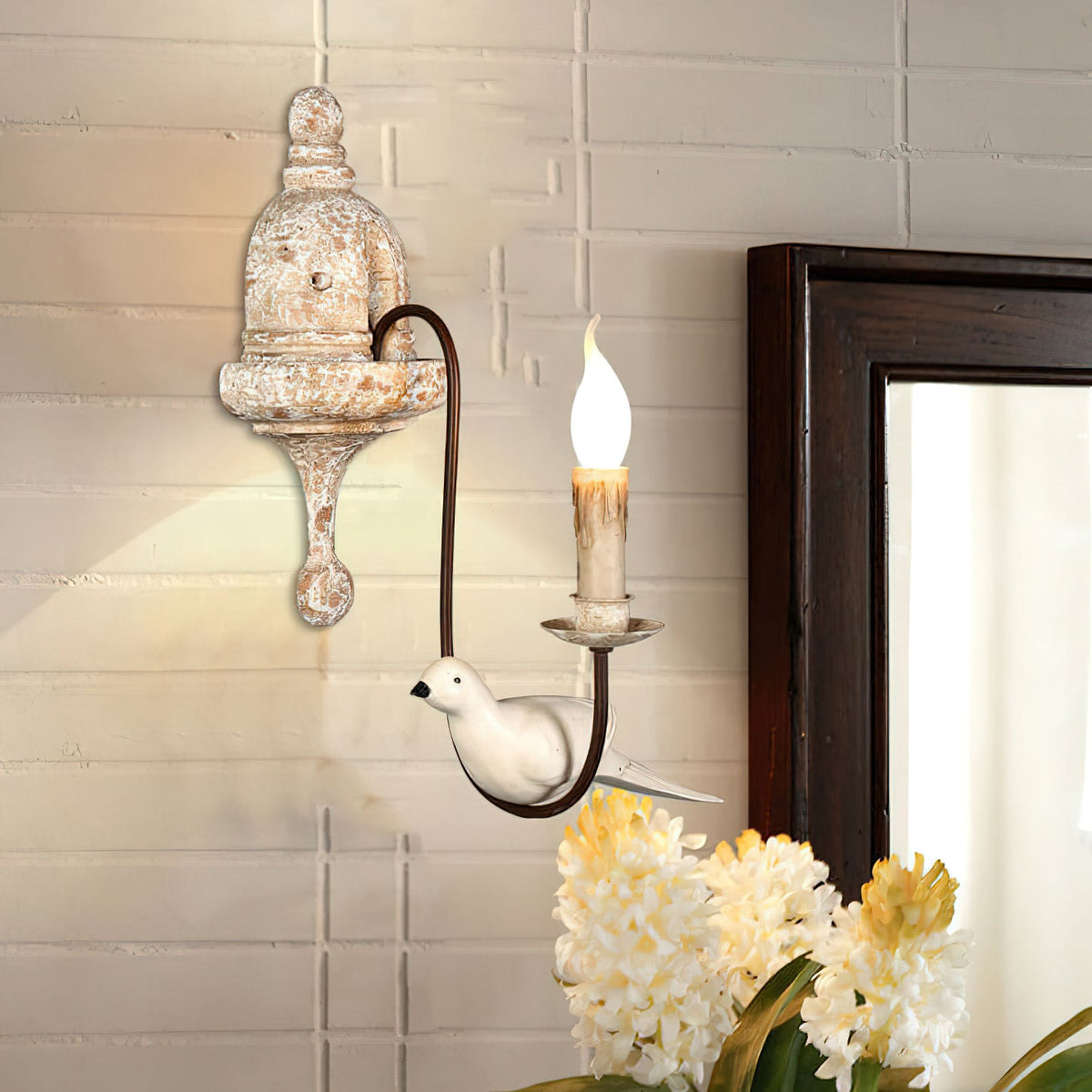 Retro Wooden Bird Wall Lamp