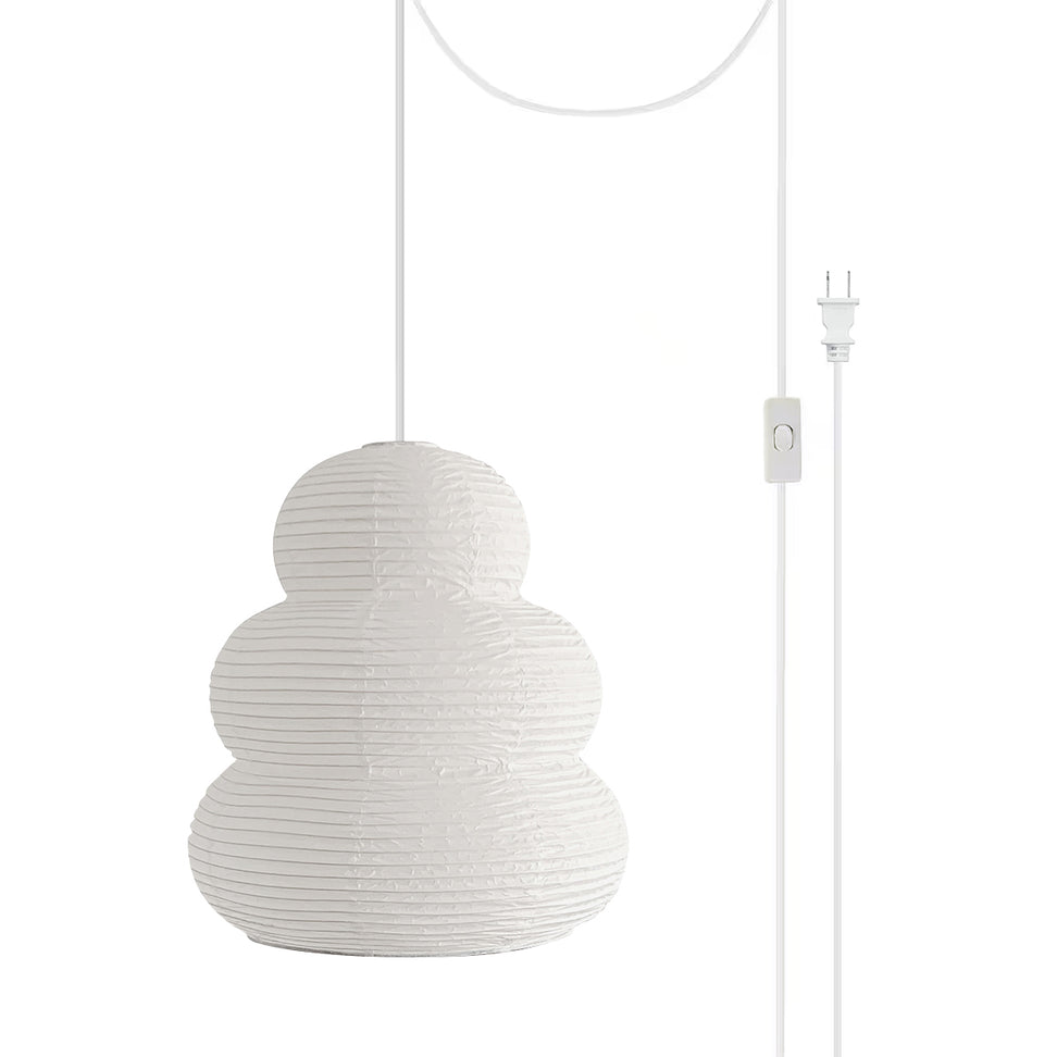 Rice Paper 24N Pendant Swag Light ? 15.7’’ x H 19.7’’ / Dia 40cm x H 50cm (1 Hooks) / White / US Plug Pendant light