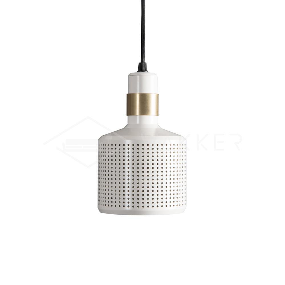 Riddle Pendant Lamp ? 4.7″ x H 7.5″ / Dia 12cm x H 19cm / Matte White with Copper detail Pendant light
