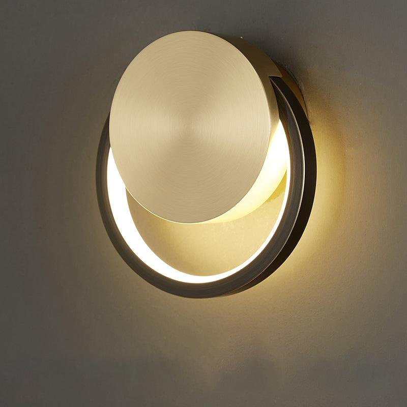 Ring Shaped LED Wall Light ? 5.9″ x H 6.3″ / Dia 15cm x H 16cm / Black & Brass / Three-Color Changing Light Wall lamp