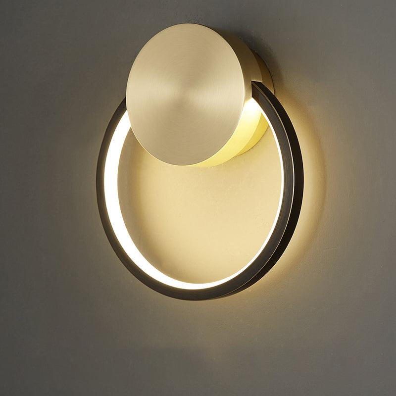 Ring Shaped LED Wall Light ? 7.9″ x H 9.1″ / Dia 20cm x H 23cm / Black & Brass / Three-Color Changing Light Wall lamp