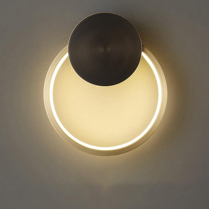 Ring Shaped LED Wall Light ? 7.9″ x H 9.1″ / Dia 20cm x H 23cm / Brass & Black / Three-Color Changing Light Wall lamp