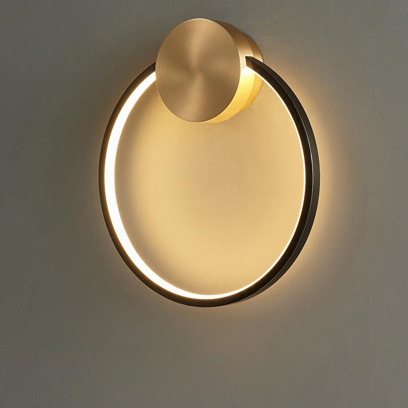 Ring Shaped LED Wall Light ? 11.8″ x H 13″ / Dia 30cm x H 33cm / Black & Brass / Three-Color Changing Light Wall lamp