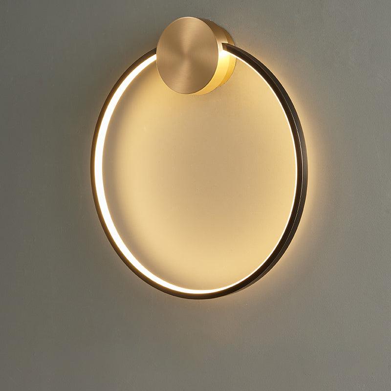 Ring Shaped LED Wall Light ? 15.7″ x H 16.9″ / Dia 40cm x H 43cm / Black & Brass / Three-Color Changing Light Wall lamp
