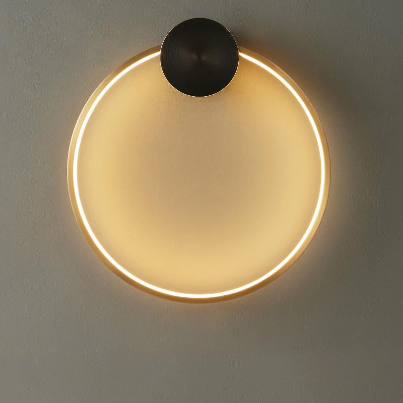 Ring Shaped LED Wall Light ? 15.7″ x H 16.9″ / Dia 40cm x H 43cm / Brass & Black / Three-Color Changing Light Wall lamp