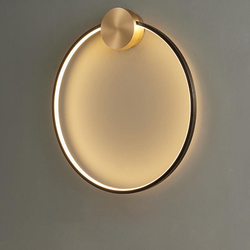 Ring Shaped LED Wall Light ? 19.7″ x H 20.1″ / Dia 50cm x H 53cm / Black & Brass / Three-Color Changing Light Wall lamp