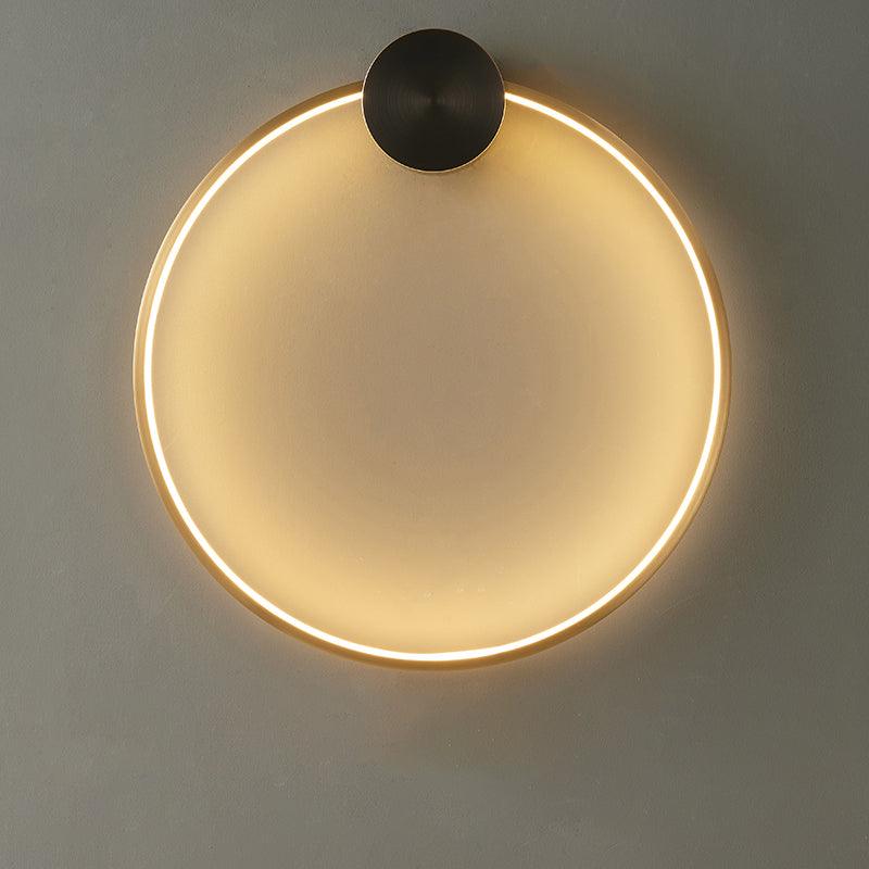 Ring Shaped LED Wall Light ? 19.7″ x H 20.1″ / Dia 50cm x H 53cm / Brass & Black / Three-Color Changing Light Wall lamp