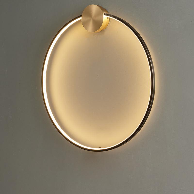 Ring Shaped LED Wall Light ? 23.6″ x H 24.8″ / Dia 60cm x H 63cm / Black & Brass / Three-Color Changing Light Wall lamp