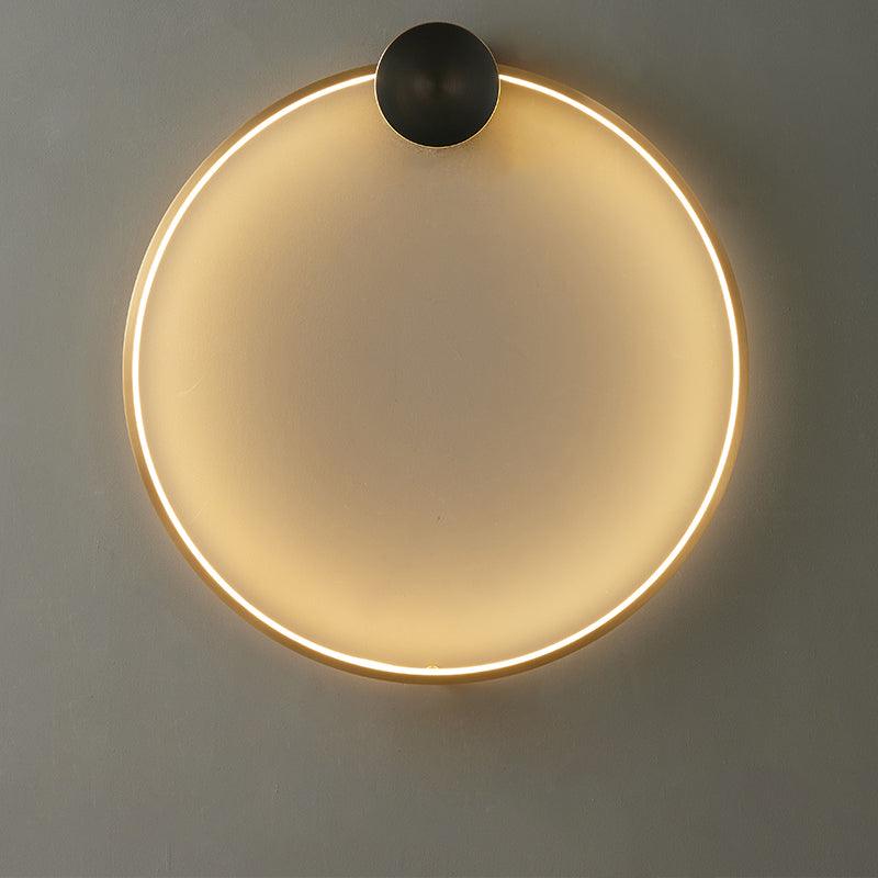 Ring Shaped LED Wall Light ? 23.6″ x H 24.8″ / Dia 60cm x H 63cm / Brass & Black / Three-Color Changing Light Wall lamp