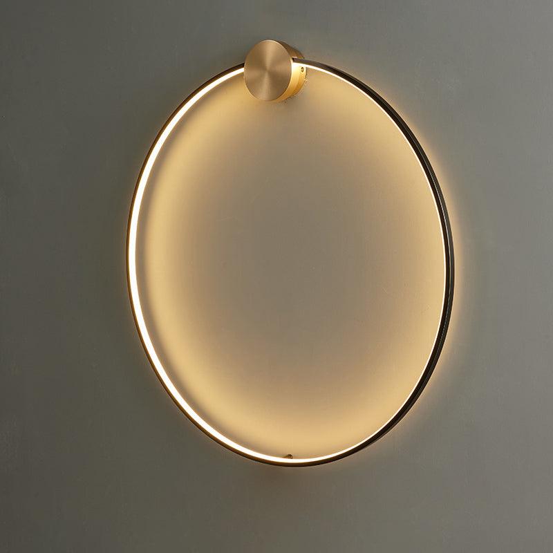Ring Shaped LED Wall Light ? 31.5″ x H 32.7″ / Dia 80cm x H 83cm / Black & Brass / Three-Color Changing Light Wall lamp