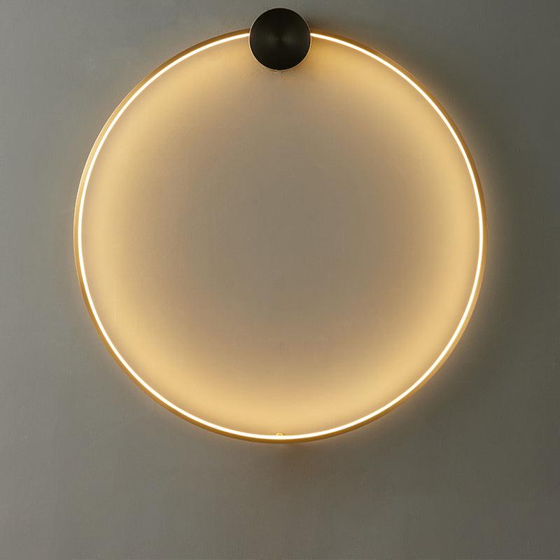 Ring Shaped LED Wall Light ? 31.5″ x H 32.7″ / Dia 80cm x H 83cm / Brass & Black / Three-Color Changing Light Wall lamp