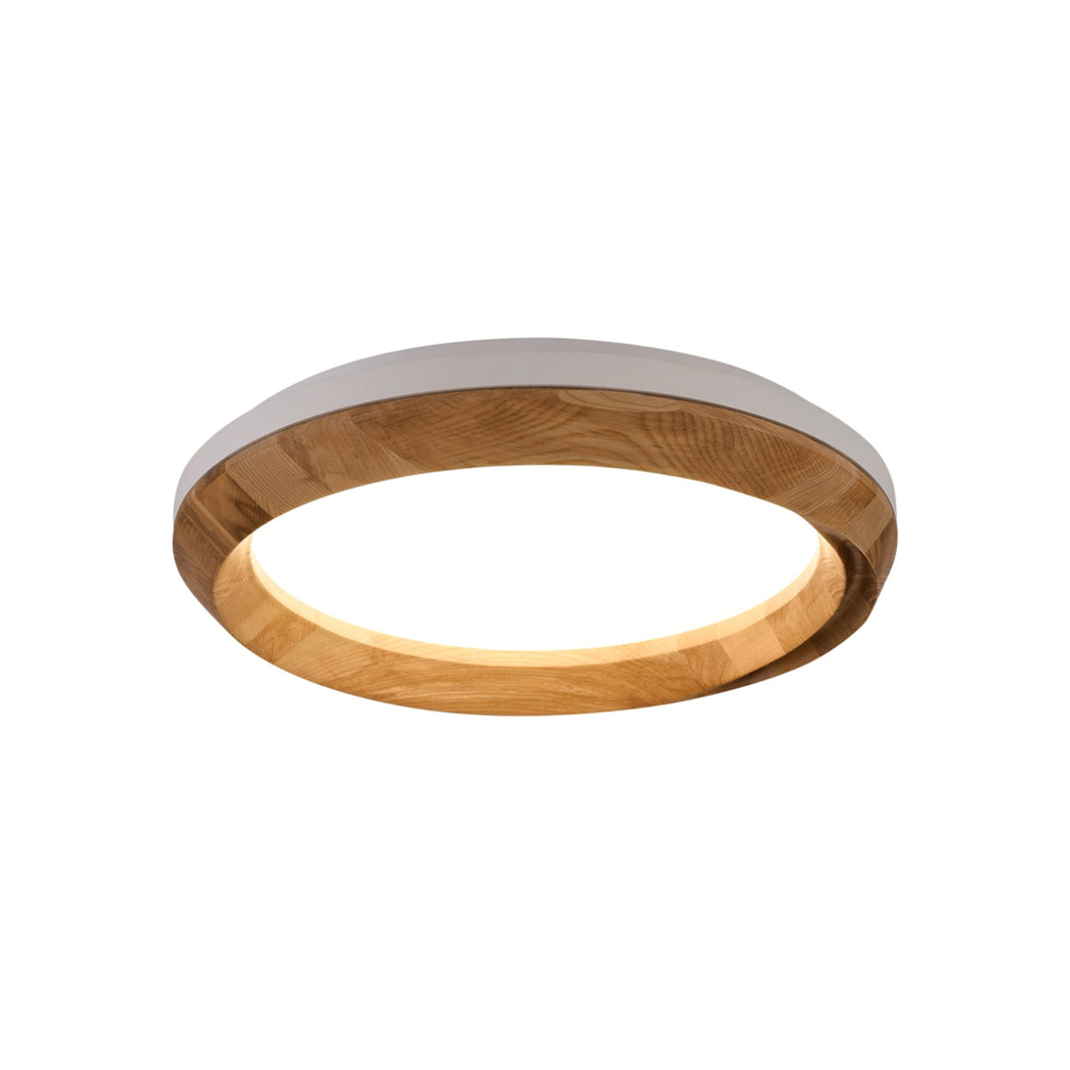 Ripple Wood Ceiling Light ? 23.6’’ x H 5.1’’ / White & Wood color / Warm Light Ceiling lamp