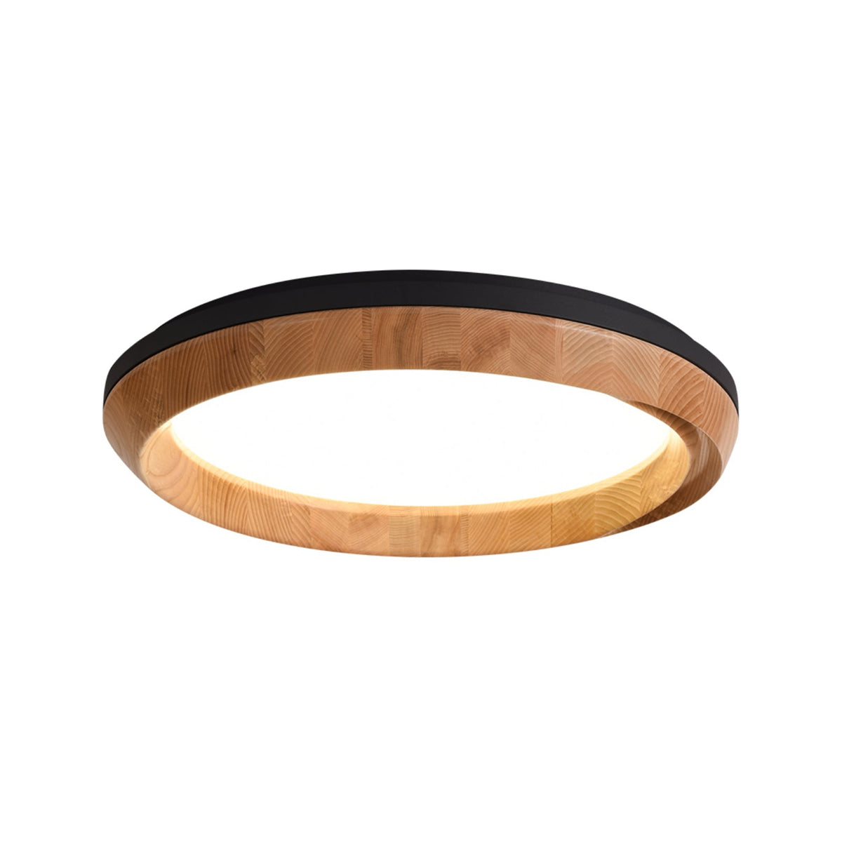 Ripple Wood Ceiling Light ? 31.5’’ x H 5.1’’ / Black & Wood color / Warm Light Ceiling lamp