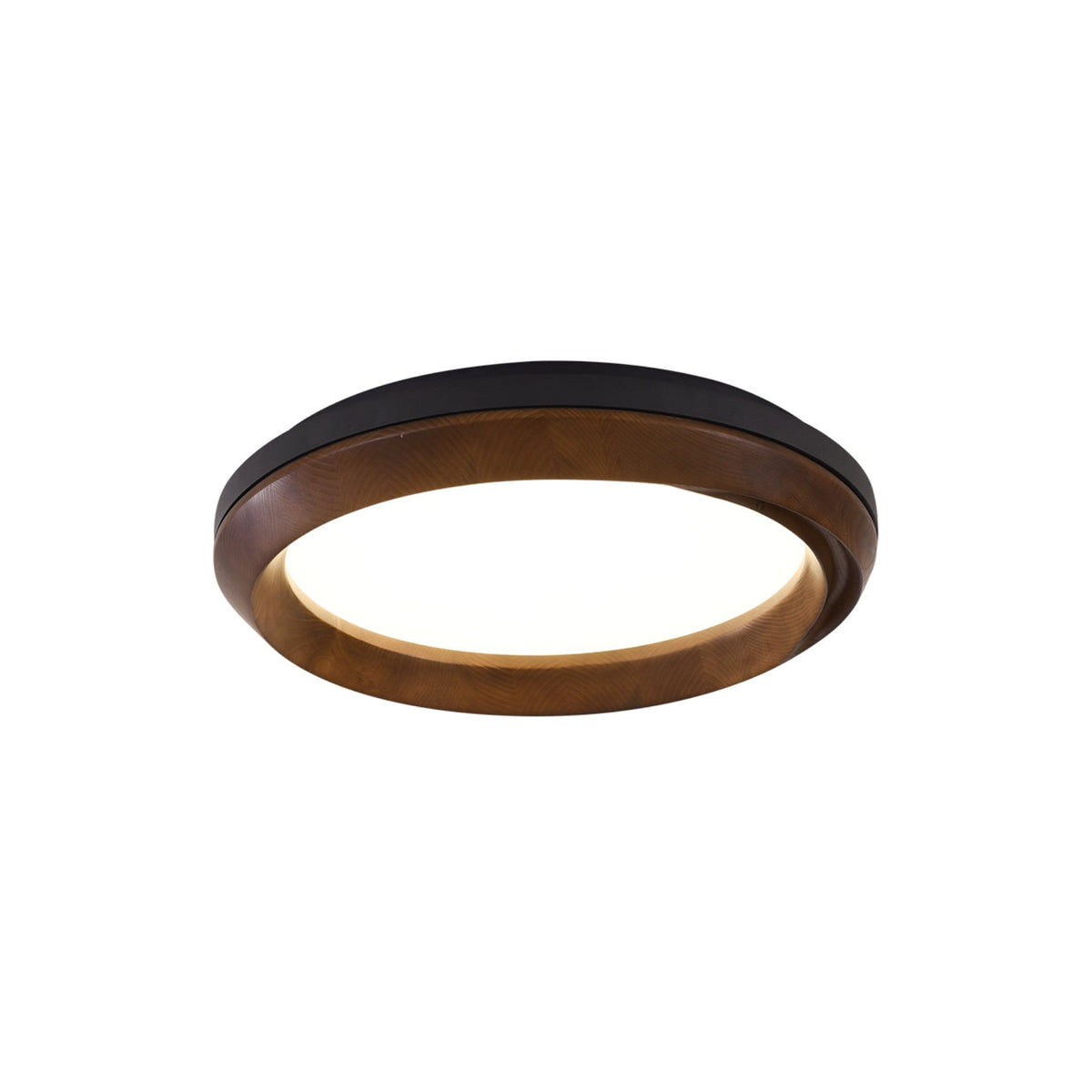 Ripple Wood Ceiling Light ? 17.7’’ x H 5.1’’ / Black & Walnut Color / Warm Light Ceiling lamp