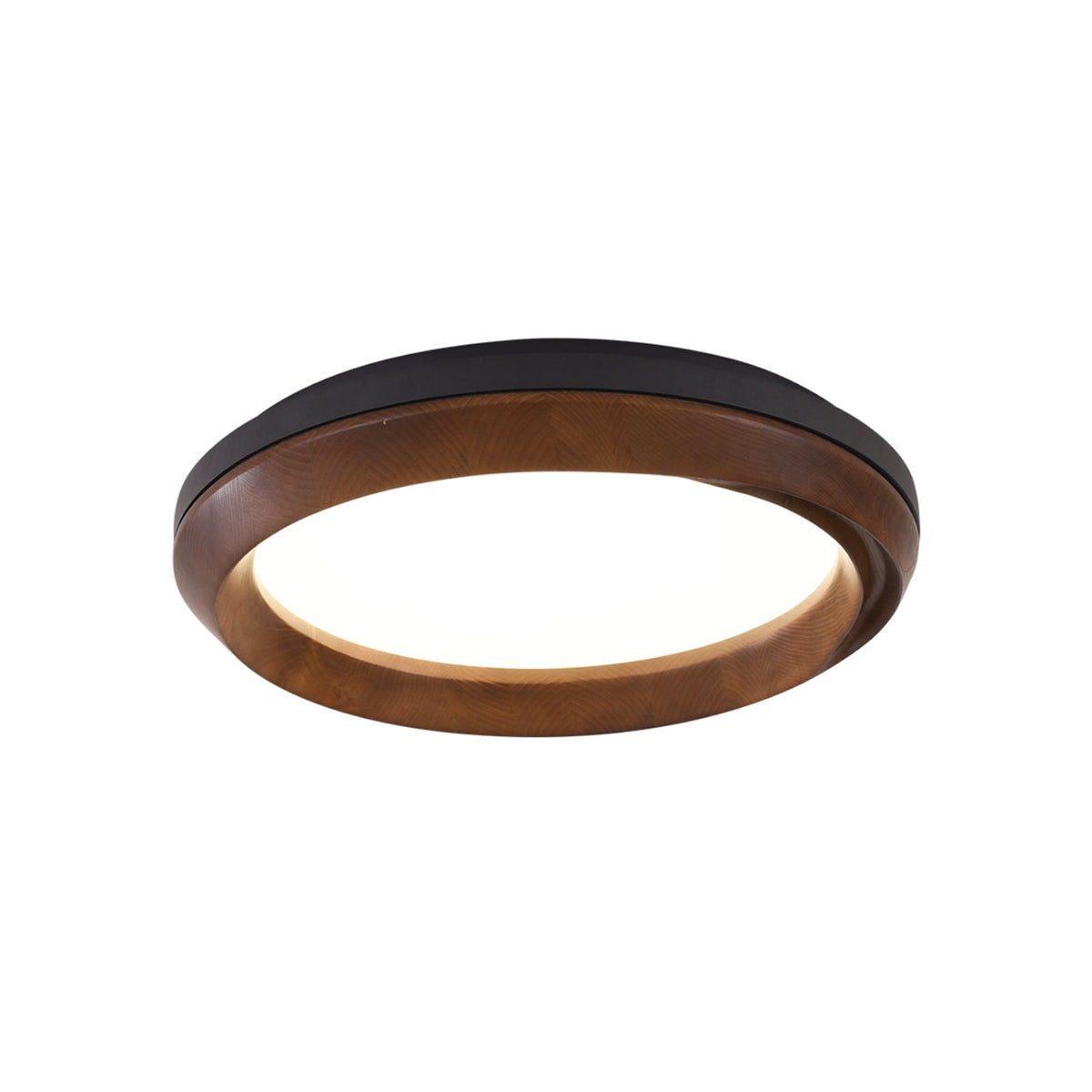 Ripple Wood Ceiling Light ? 23.6’’ x H 5.1’’ / Black & Walnut Color / Warm Light Ceiling lamp