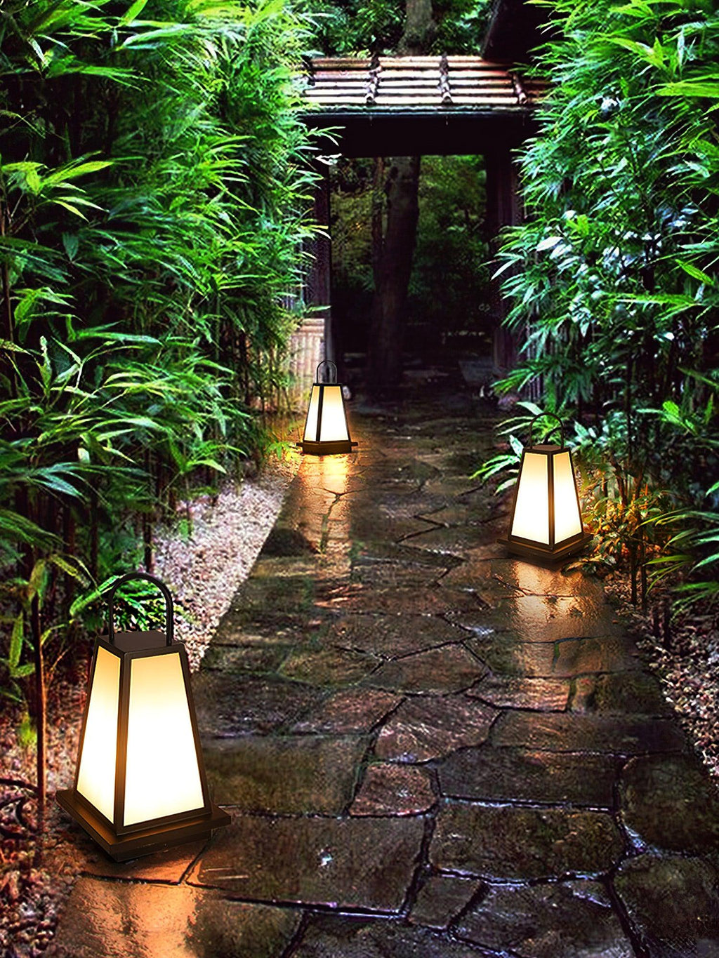 Roam Lantern Garden Outdoor Lamp ? 9.8″ x H 19.7″ / Dia 25cm x H 50cm / Black & White / Warm Light Table lamp