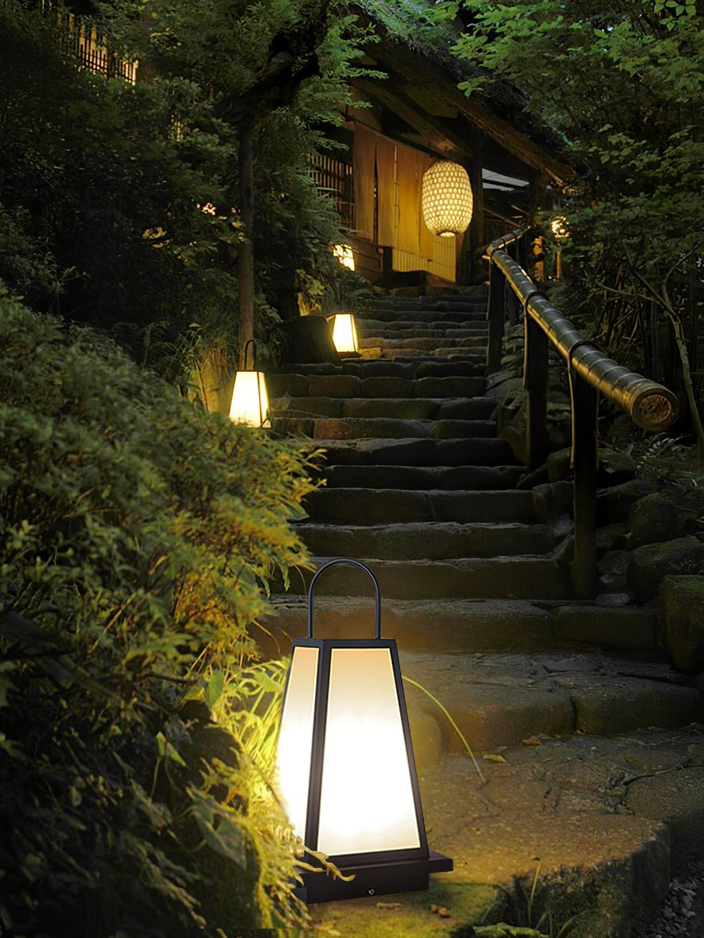 Roam Lantern Garden Outdoor Lamp ? 9.8″ x H 19.7″ / Dia 25cm x H 50cm / Black & White / Warm Light Table lamp