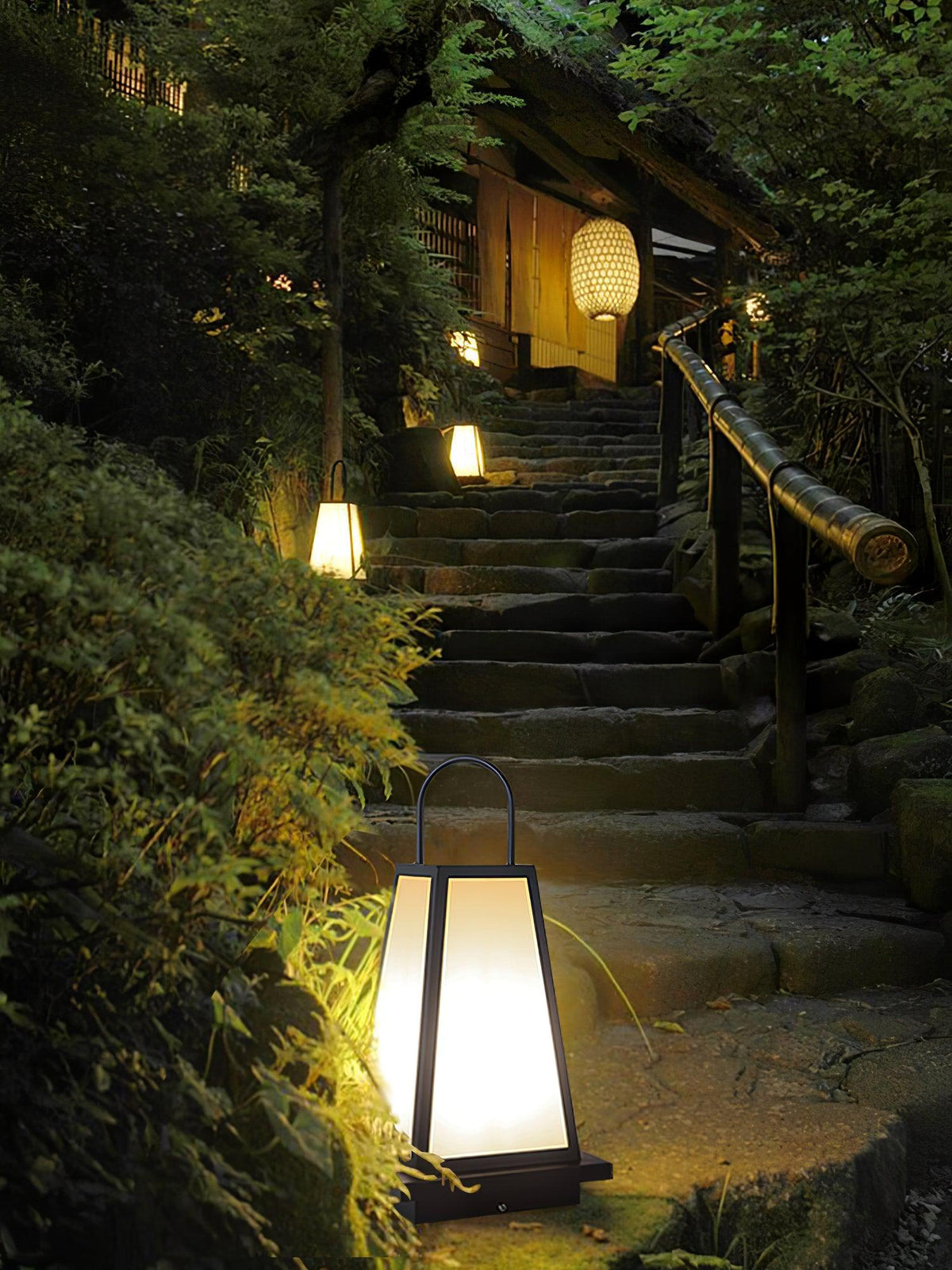 Roam Lantern Garden Outdoor Lamp ? 9.8″ x H 19.7″ / Dia 25cm x H 50cm / Black & White / Warm Light Table lamp