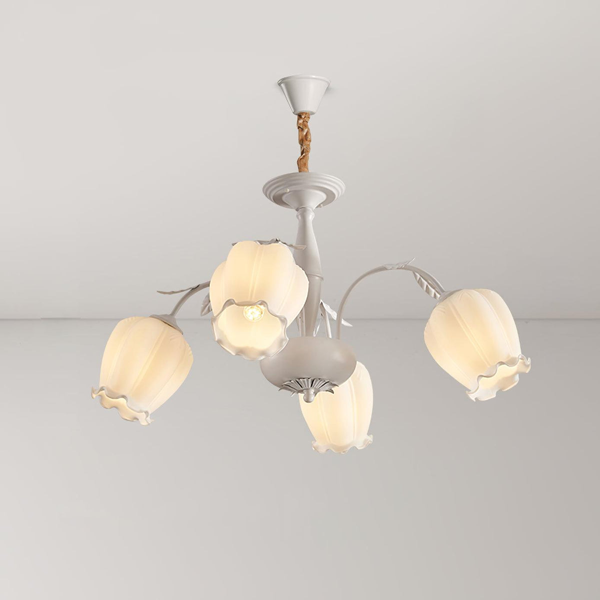 Rococo Chandelier 4 heads ? 27.5″ x H 15.7″/ Dia 70cm x H 40cm / White Chandelier