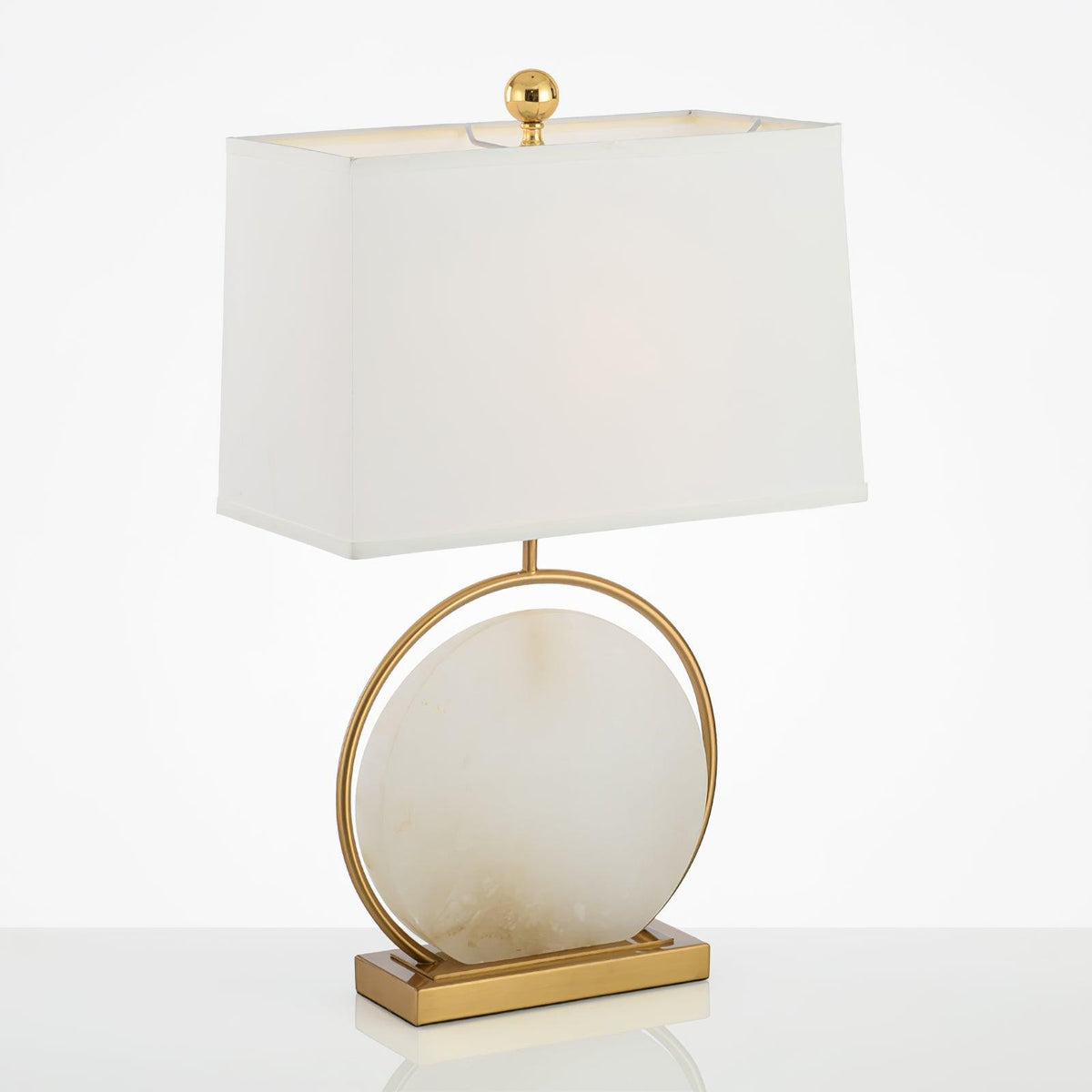 Roma White Marble Table Lamp ∅ 14.9″ x H 24.4″/ Dia 38cm x H 62cm / Gold & White Alabaster / US plug Table lamp