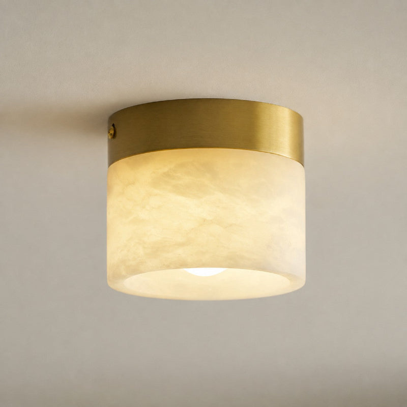 Round Alabaster Semi-Flush Mount