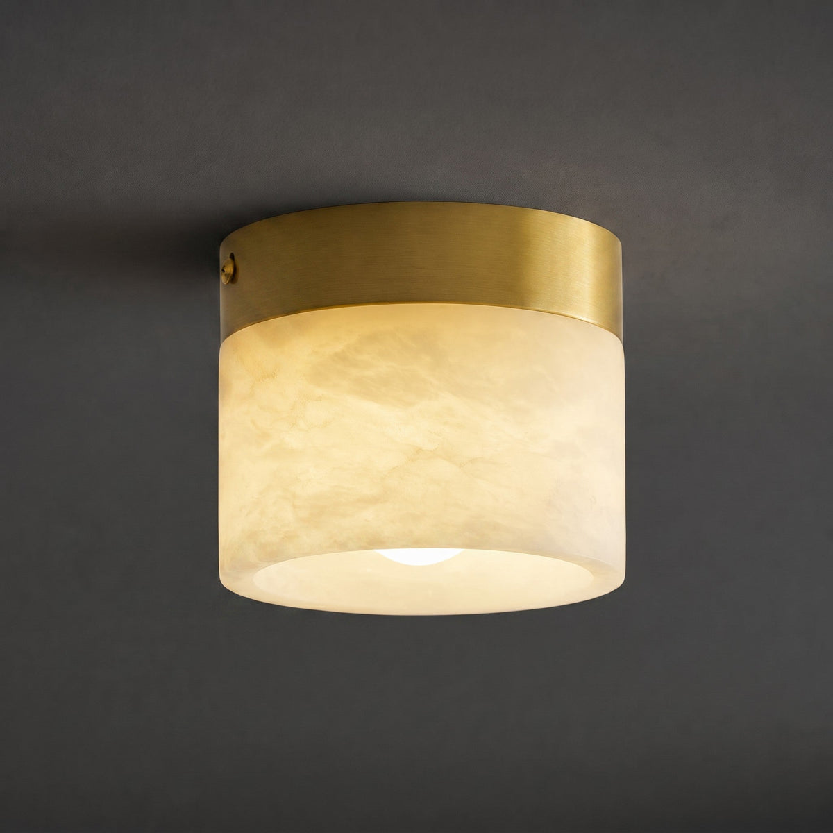 Round Alabaster Semi-Flush Mount