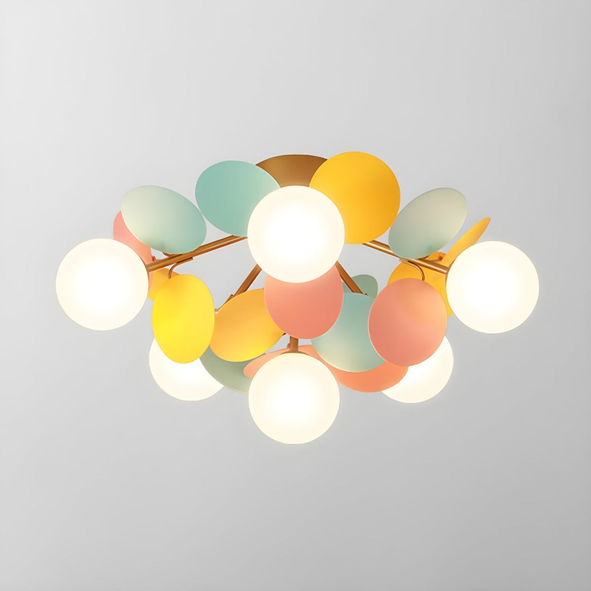 Round Macaron Ceiling Lamp 6 heads ? 21.7″ x H 12.6″ / Colorful Ceiling lamp