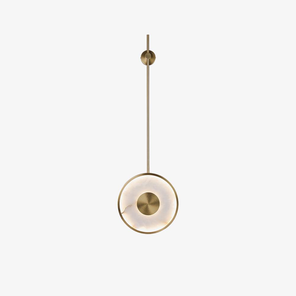 Round Alabaster Wall Lamp ? 9.8″ x H 51.1″ / Dia 25cm x H 130cm / Brass & White / Warm Light Wall lamp
