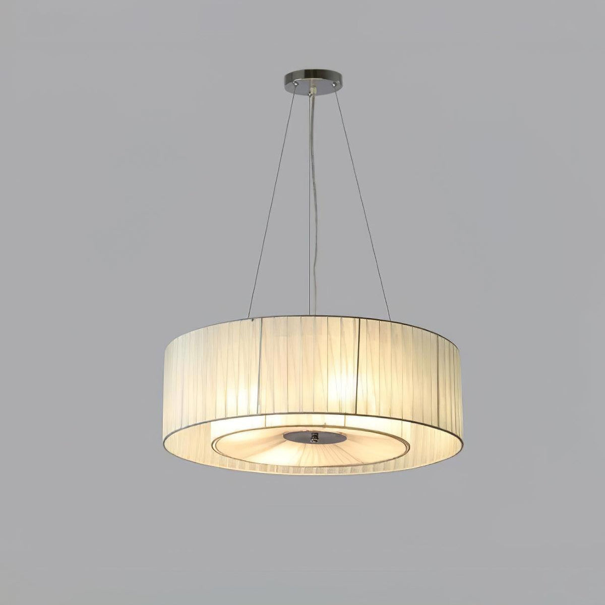 Ruffle Pleated Pendant Lamp ∅ 22.4″ x H 7.1″ / Dia 57cm x H 18cm / Beige & Chrome Pendant light