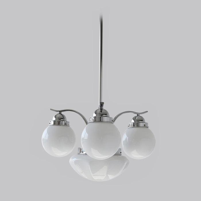 Ryttenberg Chandelier 4 heads Φ 21.3″ x H 11.8″ / Dia 54cm x H 30cm / Chrome + White Chandelier