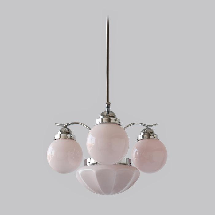 Ryttenberg Chandelier 4 heads Φ 21.3″ x H 11.8″ / Dia 54cm x H 30cm / Chrome + Pale Pink Chandelier