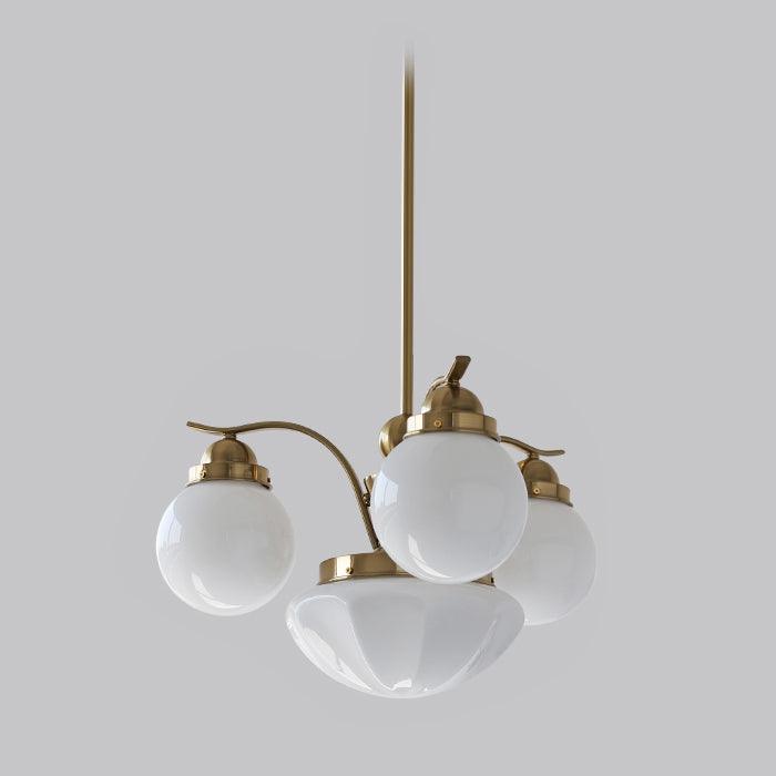Ryttenberg Chandelier 4 heads Φ 21.3″ x H 11.8″ / Dia 54cm x H 30cm / Copper plated + White Chandelier