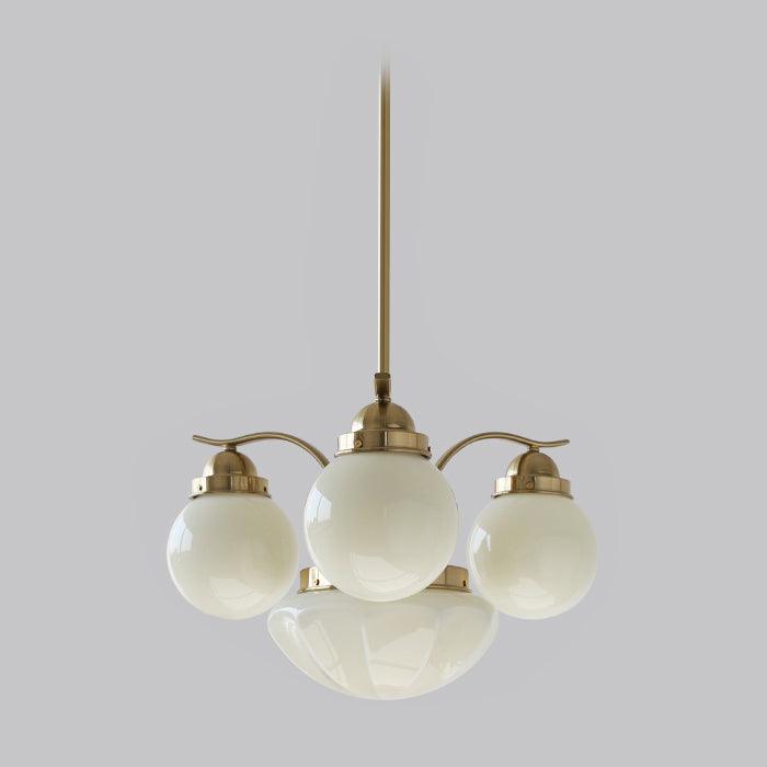 Ryttenberg Chandelier 4 heads Φ 21.3″ x H 11.8″ / Dia 54cm x H 30cm / Copper plated + Beige Chandelier