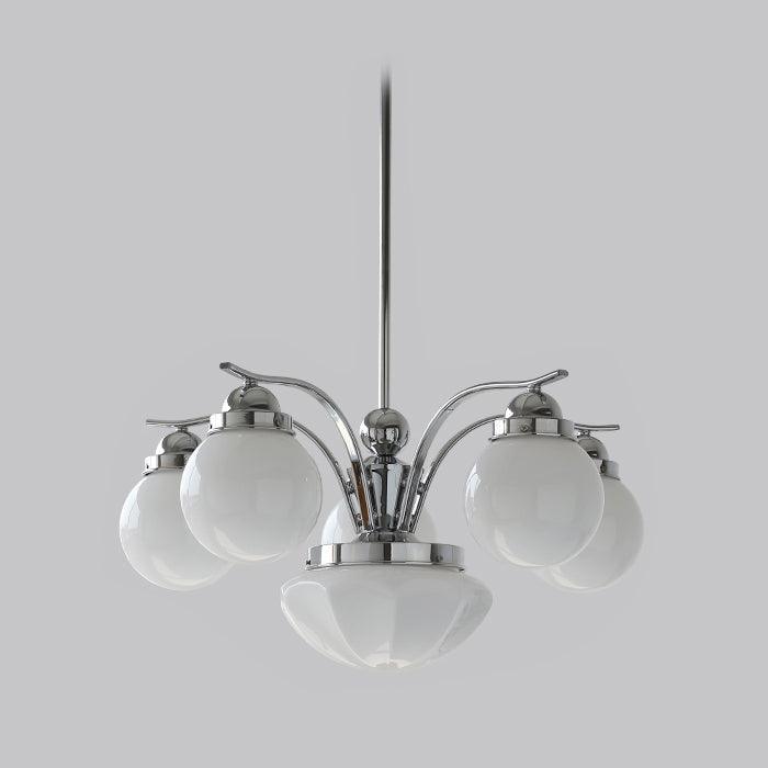 Ryttenberg Chandelier 6 heads Φ 25.6″ x H 11.8″ / Dia 65cm x H 30cm / Chrome + White Chandelier