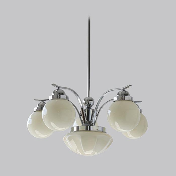Ryttenberg Chandelier 6 heads Φ 25.6″ x H 11.8″ / Dia 65cm x H 30cm / Chrome + Beige Chandelier