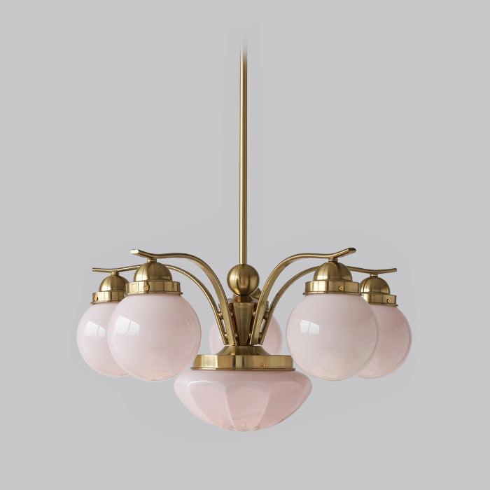 Ryttenberg Chandelier 6 heads Φ 25.6″ x H 11.8″ / Dia 65cm x H 30cm / Copper plated + Pale Pink Chandelier