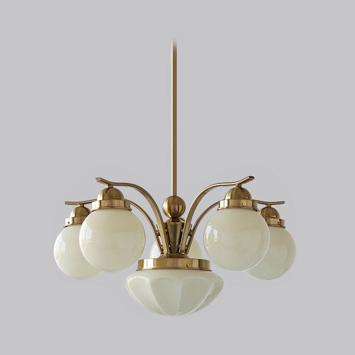 Ryttenberg Chandelier 6 heads Φ 25.6″ x H 11.8″ / Dia 65cm x H 30cm / Copper plated + Beige Chandelier