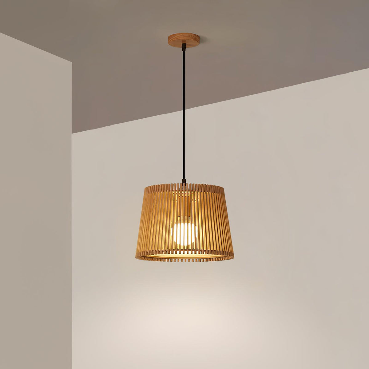 Samantha Pendant Lamp ∅ 11.8″ x H 8.2″/ Dia 30cm x H 21cm / Wood Color Pendant light