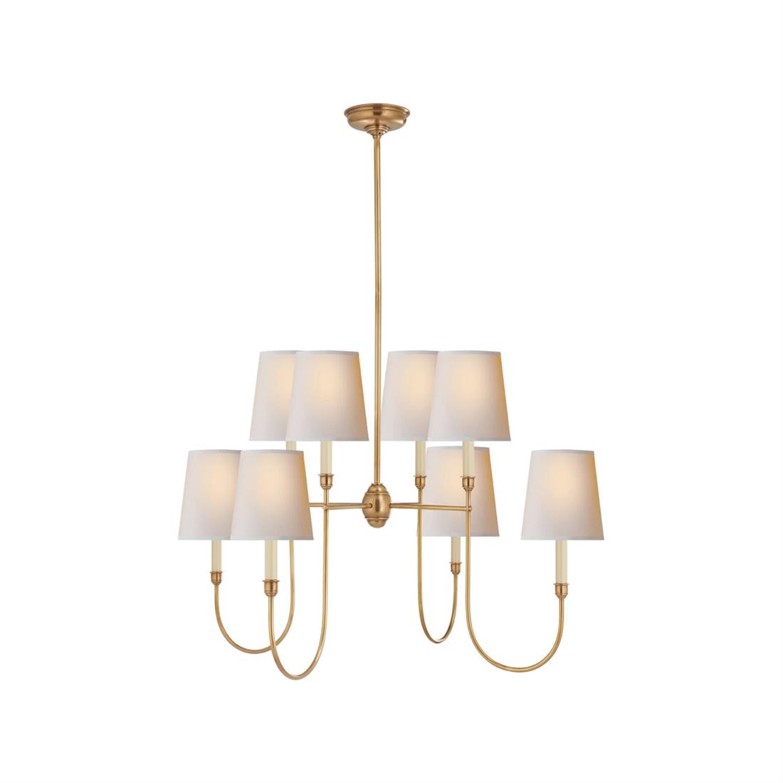 Savoy House Chandelier 8 Heads ? 35″ x H 43.3″ / Dia 89cm x H 110cm / Brass & White Chandelier