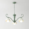 Savoy Flower Chandelier 3 Heads ? 21.6″ x H 12.5″ / Dia 55cm x H 32cm / Green & White Chandelier