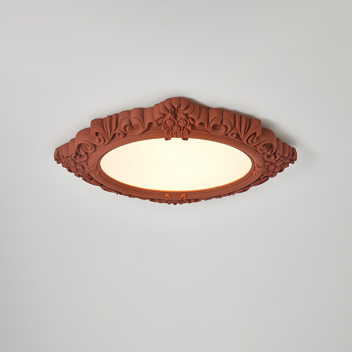 Sculpted Resin Ceiling Lamp ? 34.3″ x W 27.2″ x H 3″ / ? 87cm x W 69cm x H 7.5cm / Brick red / Warm light Ceiling lamp