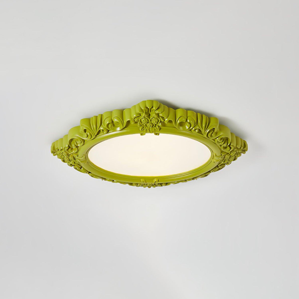 Sculpted Resin Ceiling Lamp ? 34.3″ x W 27.2″ x H 3″ / ? 87cm x W 69cm x H 7.5cm / Yellow-green / Warm light Ceiling