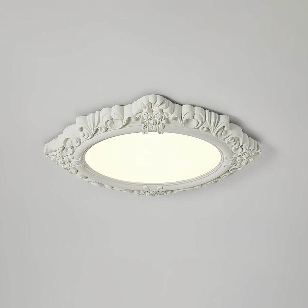 Sculpted Resin Ceiling Lamp ? 34.3″ x W 27.2″ x H 3″ / ? 87cm x W 69cm x H 7.5cm / White / Warm light Ceiling lamp