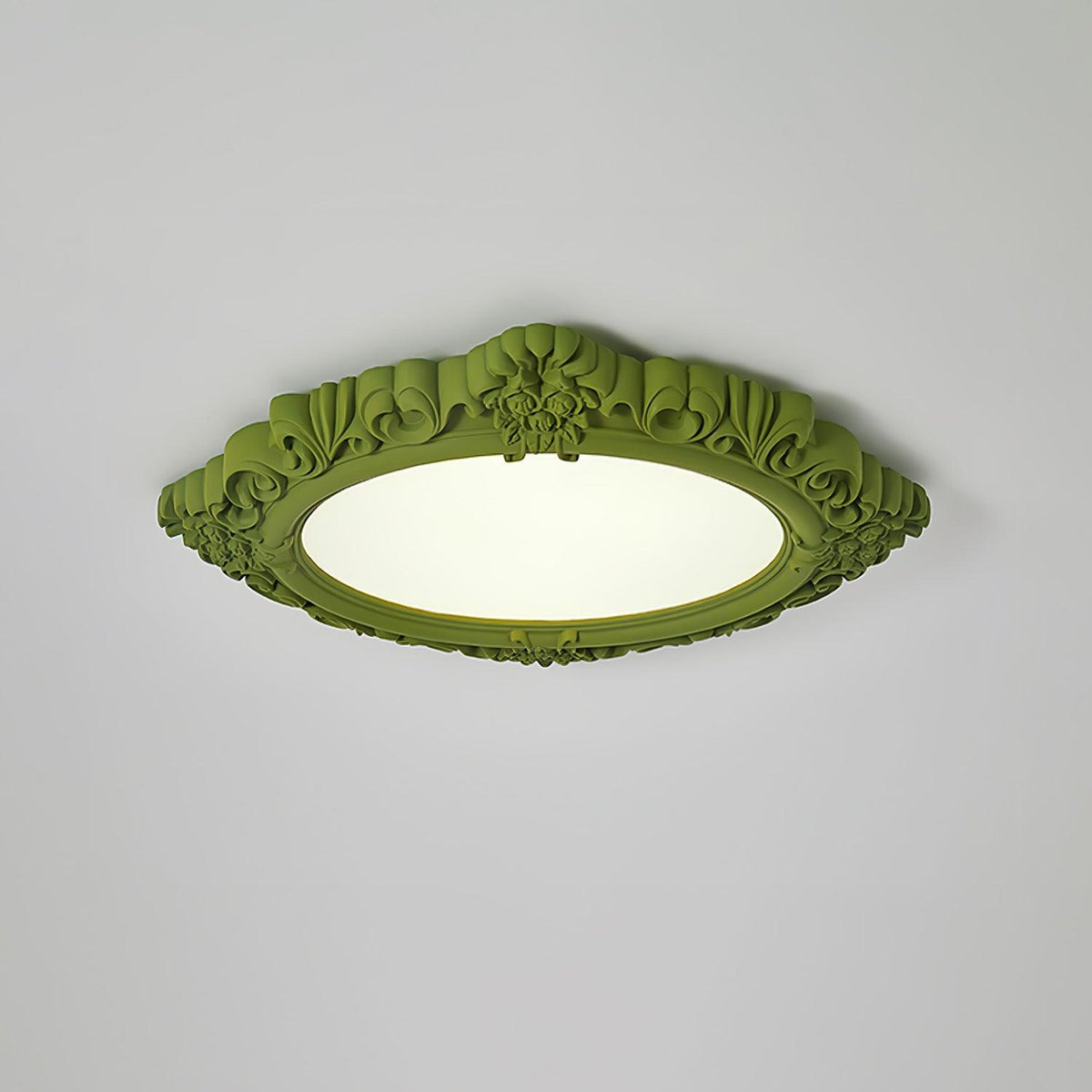 Sculpted Resin Ceiling Lamp ? 34.3″ x W 27.2″ x H 3″ / ? 87cm x W 69cm x H 7.5cm / Green / Warm light Ceiling lamp