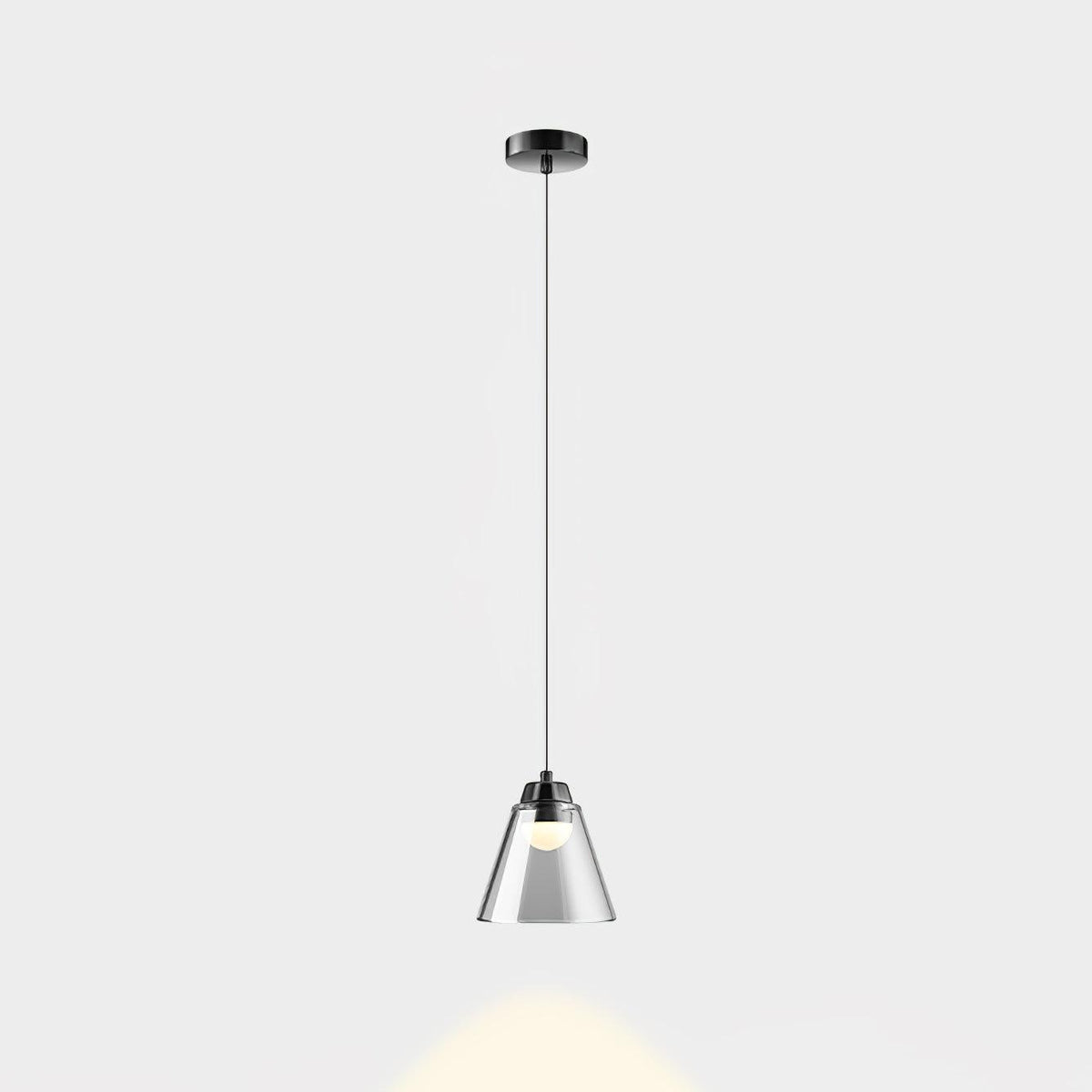 Sculptural Glass Pendant Lamp ∅ 6.3″ x H 59″ / Dia 16cm x H 150cm / Black & Clear / Warm Light Pendant light