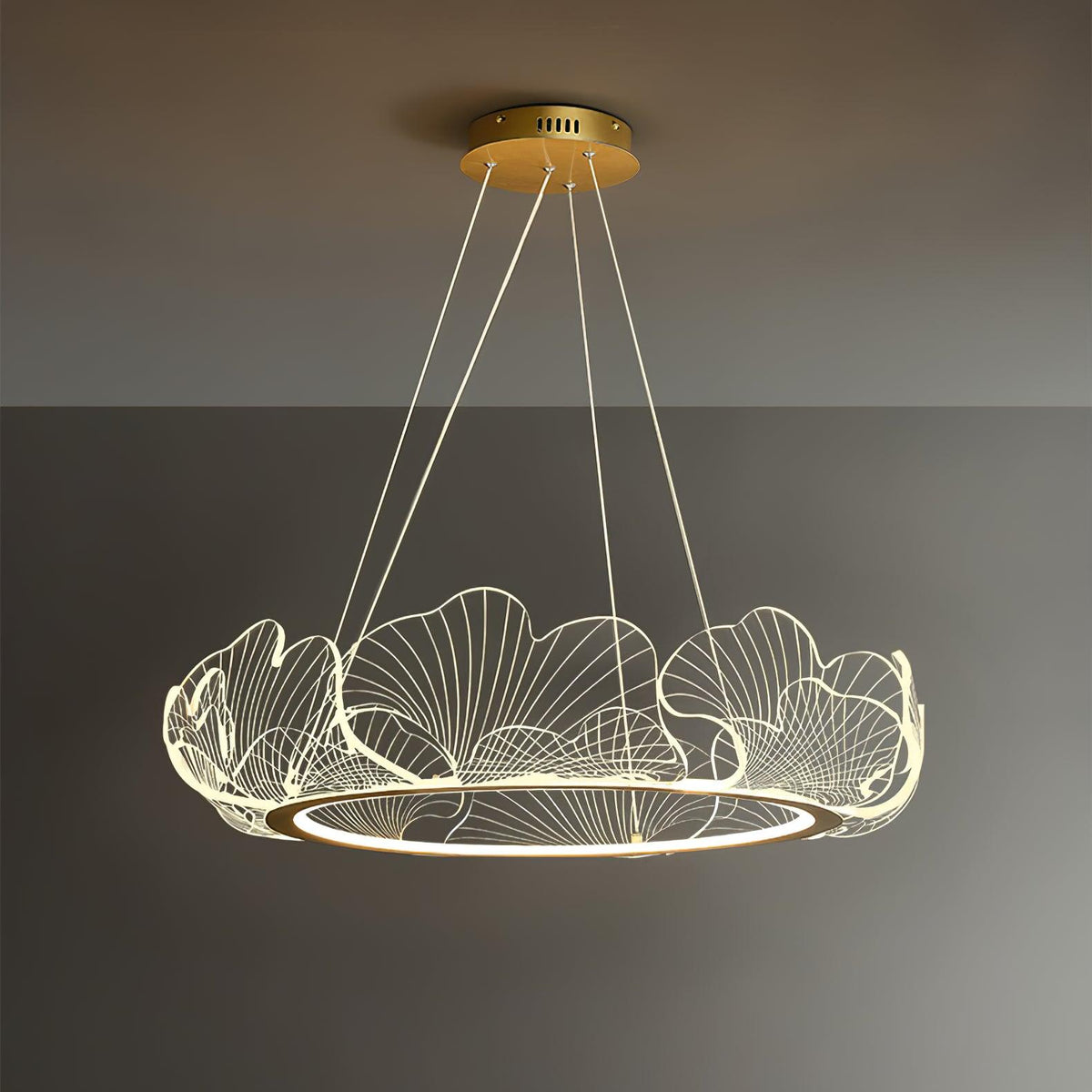Sea Chandelier ? 33.8″ x H 8.7″ / Dia 86cm x H 20cm (Power ~77W) Gold & Clear / Warm Light Chandelier